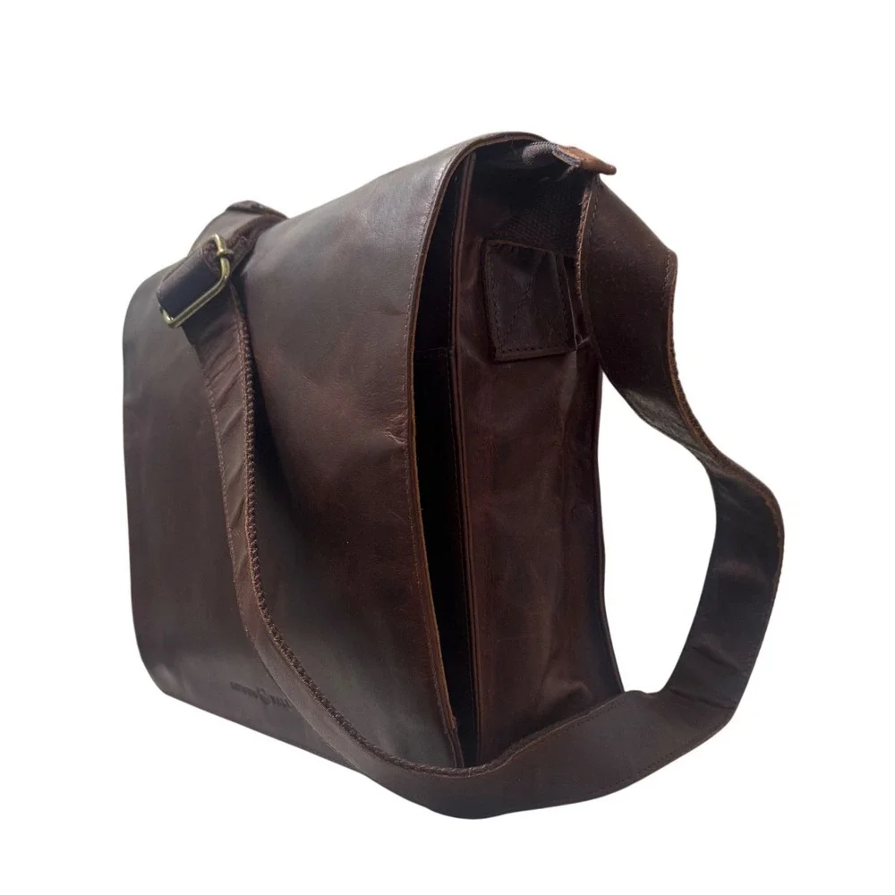 Antonio Valeria Messenger Bag Mens OS Brown New Distressed Leather Satchel